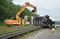 LKW umgestuerzt A 1 Rich Saarbruecken P161